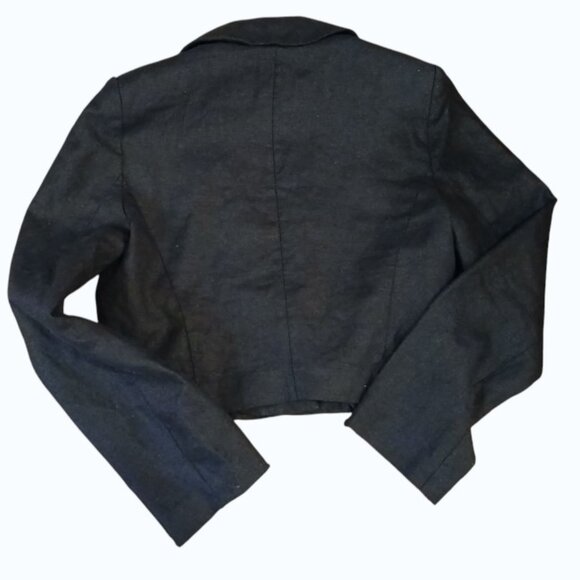 NWT ABERCROMBIE & FITCH 100% Linen Black Crop Blazer M - Picture 3 of 10